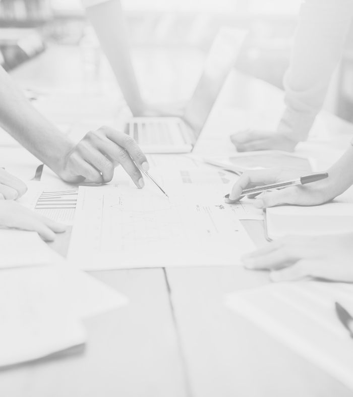 Case studies hero, abstract indigo gradient with Doulab brand accents.